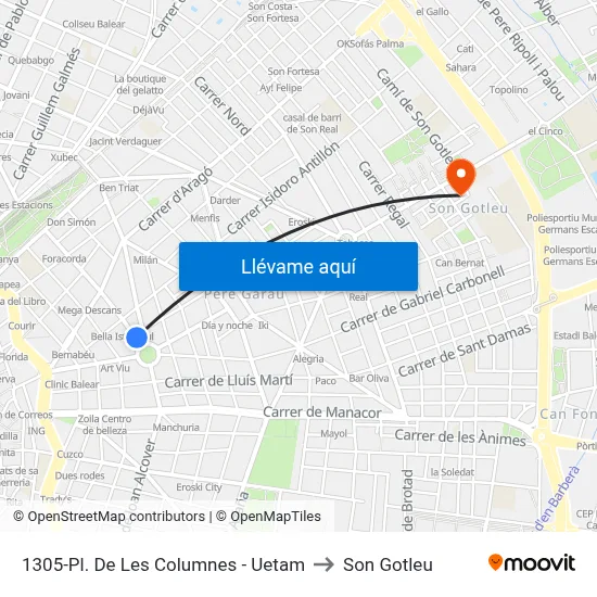 1305-Pl. De Les Columnes - Uetam to Son Gotleu map