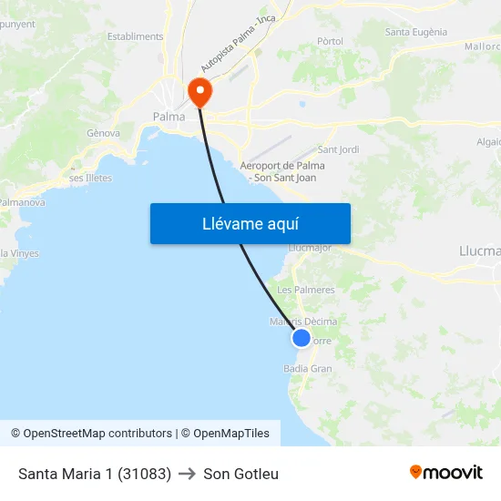 Santa Maria 1 (31083) to Son Gotleu map