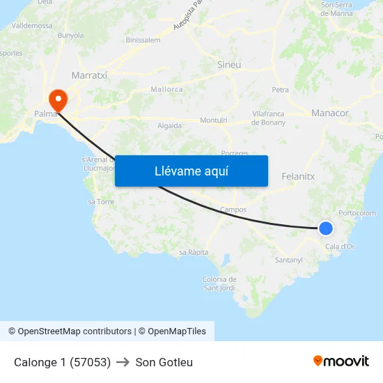 Calonge 1 (57053) to Son Gotleu map