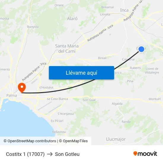 Costitx 1 (17007) to Son Gotleu map