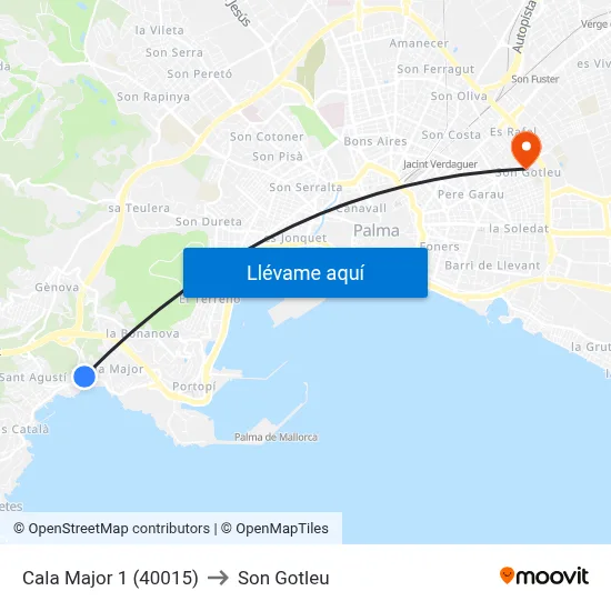 Cala Major 1 (40015) to Son Gotleu map
