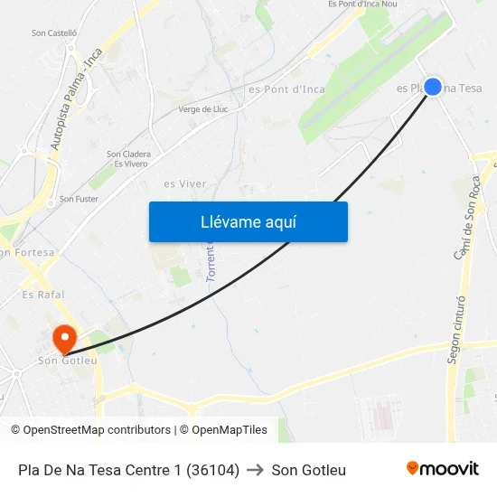 Pla De Na Tesa Centre 1 (36104) to Son Gotleu map