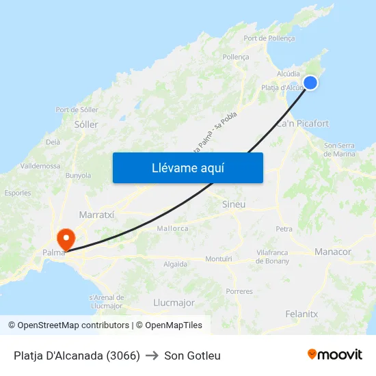 Platja D'Alcanada (3066) to Son Gotleu map
