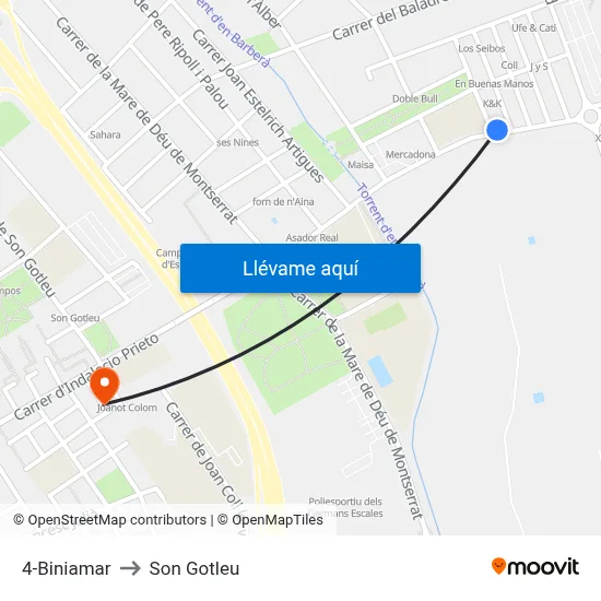 4-Biniamar to Son Gotleu map