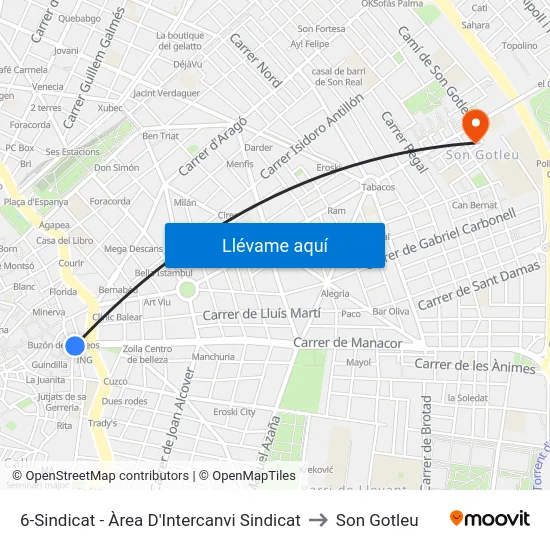 6-Sindicat - Àrea D'Intercanvi Sindicat to Son Gotleu map