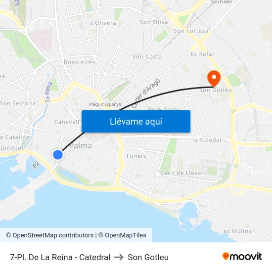 7-Pl. De La Reina - Catedral to Son Gotleu map
