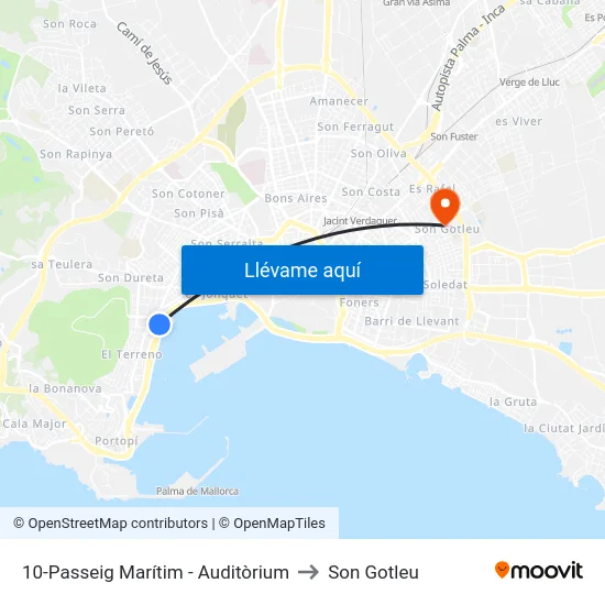 10-Passeig Marítim - Auditòrium to Son Gotleu map