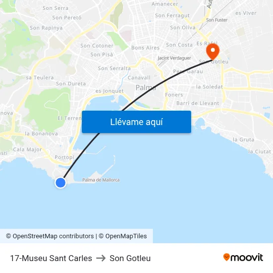 17-Museu Sant Carles to Son Gotleu map