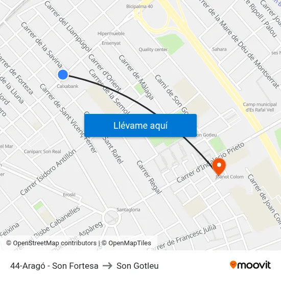 44-Aragó - Son Fortesa to Son Gotleu map
