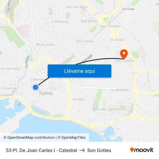 53-Pl. De Joan Carles I - Catedral to Son Gotleu map