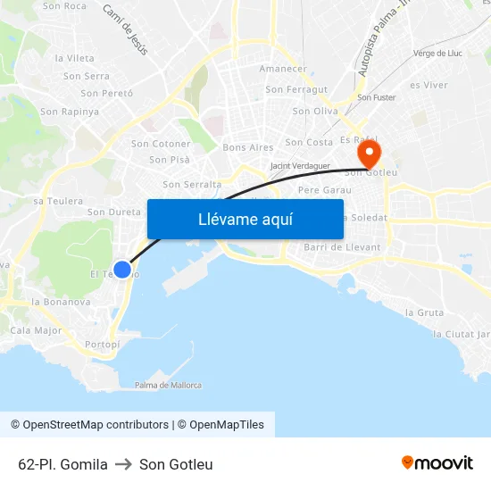 62-Pl. Gomila to Son Gotleu map