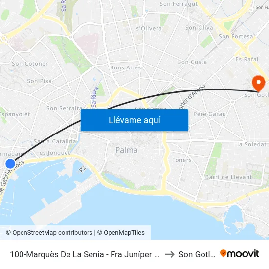 100-Marquès De La Senia - Fra Juníper Serra to Son Gotleu map