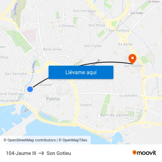 104-Jaume III to Son Gotleu map