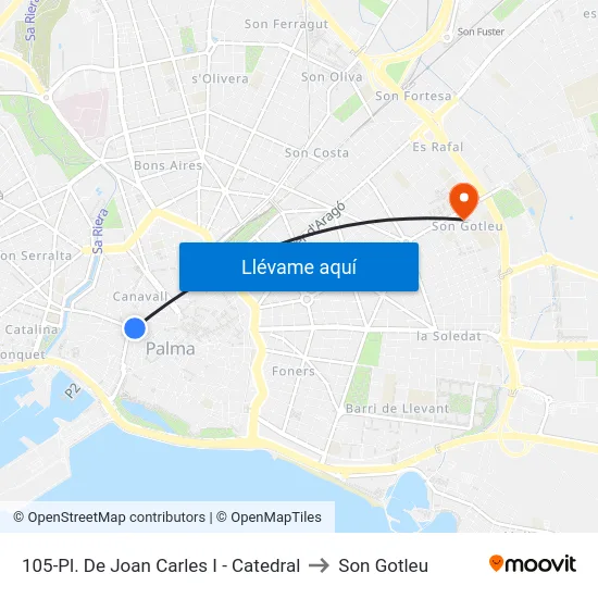 105-Pl. De Joan Carles I - Catedral to Son Gotleu map