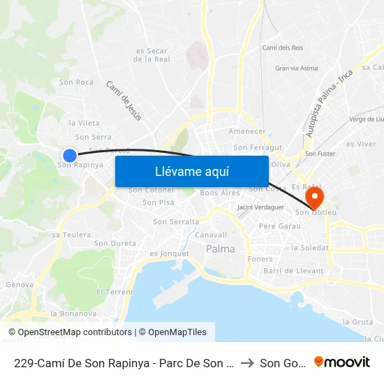 229-Camí De Son Rapinya - Parc De Son Muntaner to Son Gotleu map