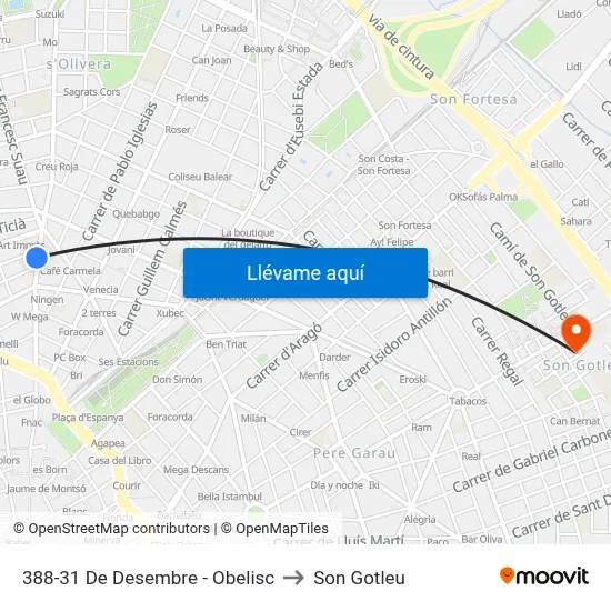 388-31 De Desembre - Obelisc to Son Gotleu map