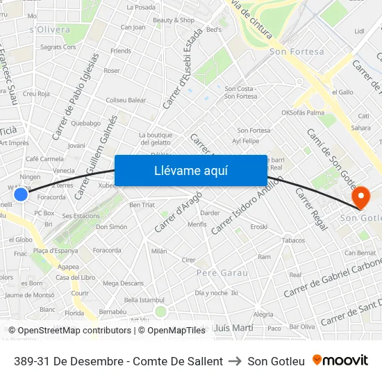 389-31 De Desembre - Comte De Sallent to Son Gotleu map