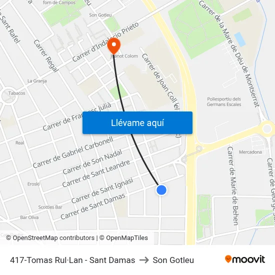 417-Tomas Rul·Lan - Sant Damas to Son Gotleu map