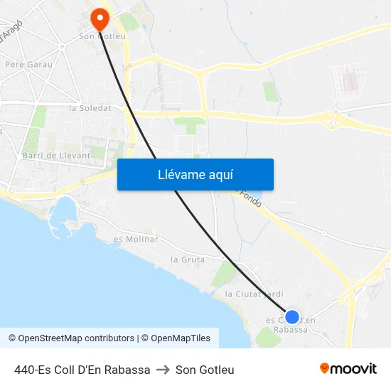 440-Es Coll D'En Rabassa to Son Gotleu map