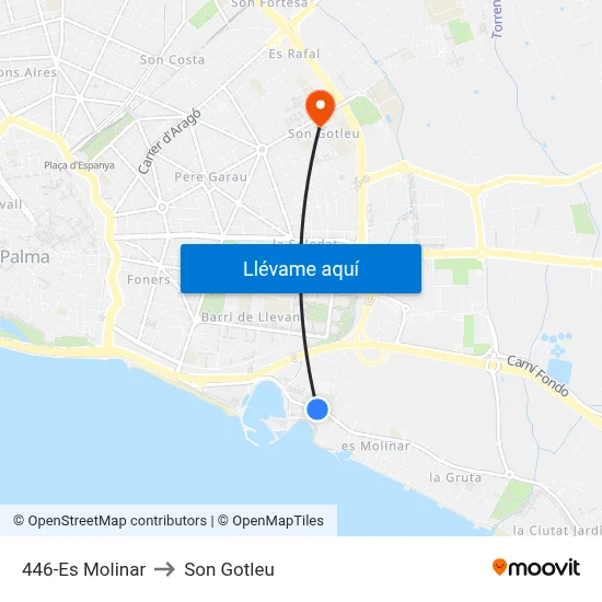446-Es Molinar to Son Gotleu map