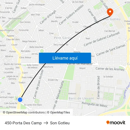 450-Porta Des Camp to Son Gotleu map