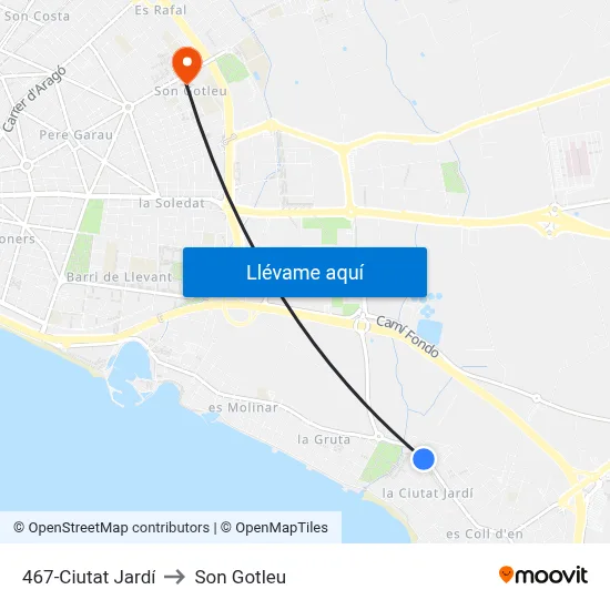 467-Ciutat Jardí to Son Gotleu map