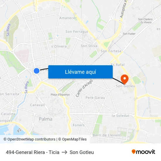 494-General Riera - Ticia to Son Gotleu map