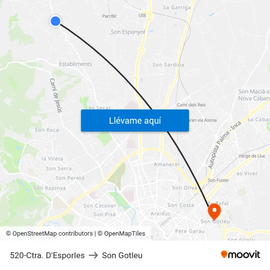 520-Ctra. D'Esporles to Son Gotleu map