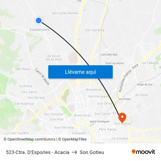 523-Ctra. D'Esporles - Acacia to Son Gotleu map