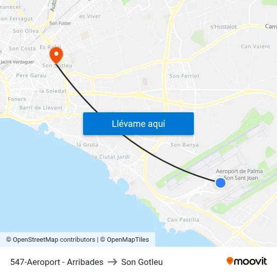 547-Aeroport - Arribades to Son Gotleu map