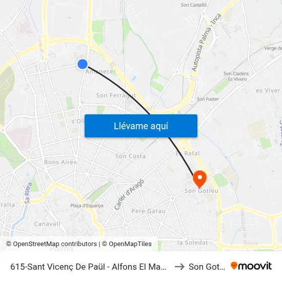 615-Sant Vicenç De Paül - Alfons El Magnànim to Son Gotleu map
