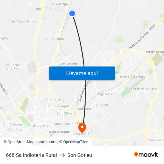 668-Sa Indioteria Rural to Son Gotleu map
