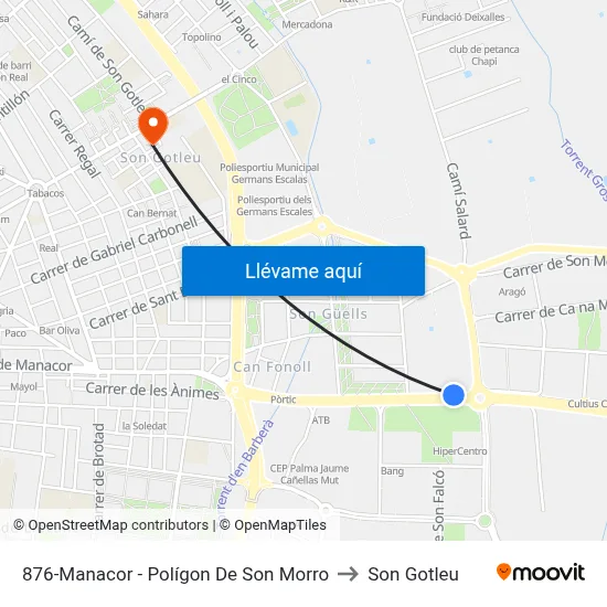 876-Manacor - Polígon De Son Morro to Son Gotleu map