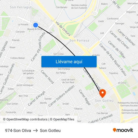 974-Son Oliva to Son Gotleu map