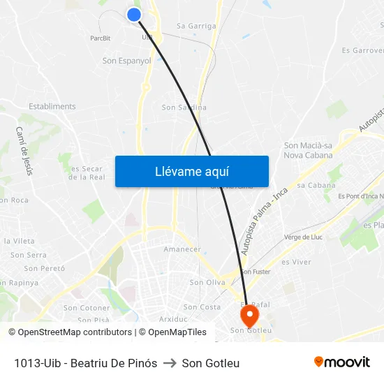 1013-Uib - Beatriu De Pinós to Son Gotleu map