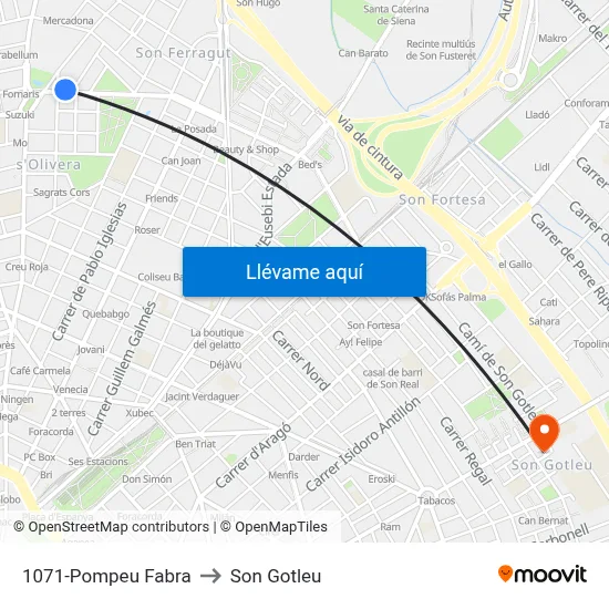 1071-Pompeu Fabra to Son Gotleu map