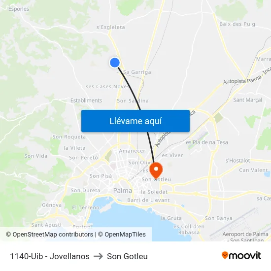 1140-Uib - Jovellanos to Son Gotleu map