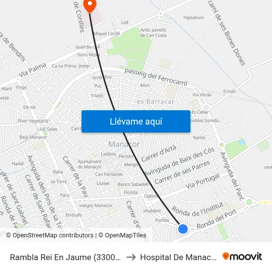 Rambla Rei En Jaume (33008) to Hospital De Manacor map