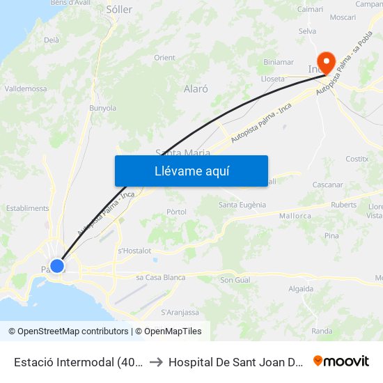 Estació Intermodal (40036) to Hospital De Sant Joan De Déu map