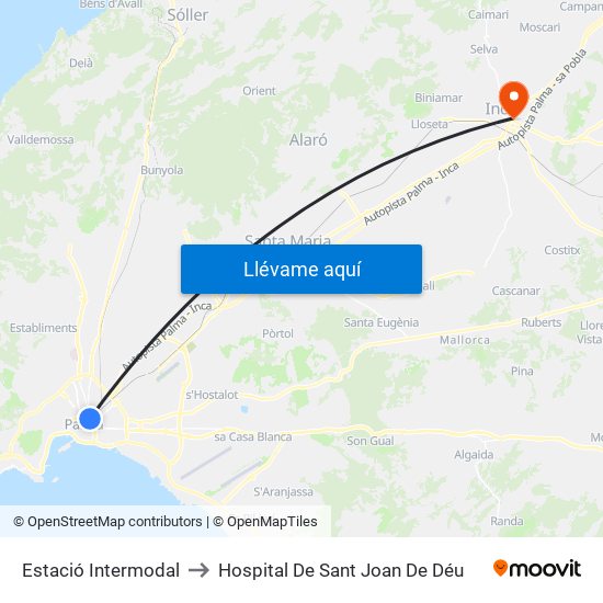 Estació Intermodal to Hospital De Sant Joan De Déu map