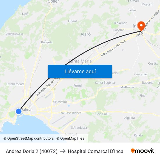 Andrea Doria 2 (40072) to Hospital Comarcal D'Inca map