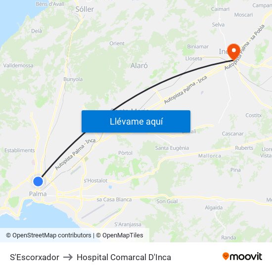 S'Escorxador to Hospital Comarcal D'Inca map