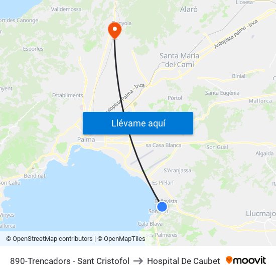 890-Trencadors - Sant Cristofol to Hospital De Caubet map