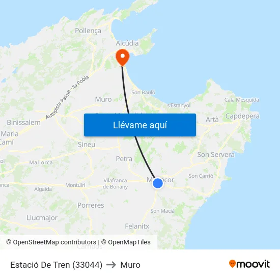 Estació De Tren 1 (33044) to Muro map