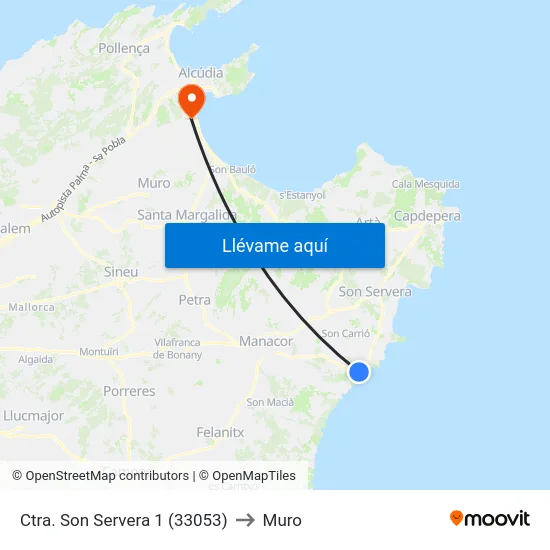 Ctra. Son Servera 1 (33053) to Muro map