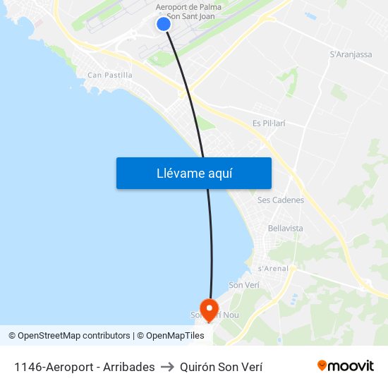 1146-Aeroport - Arribades to Quirón Son Verí map