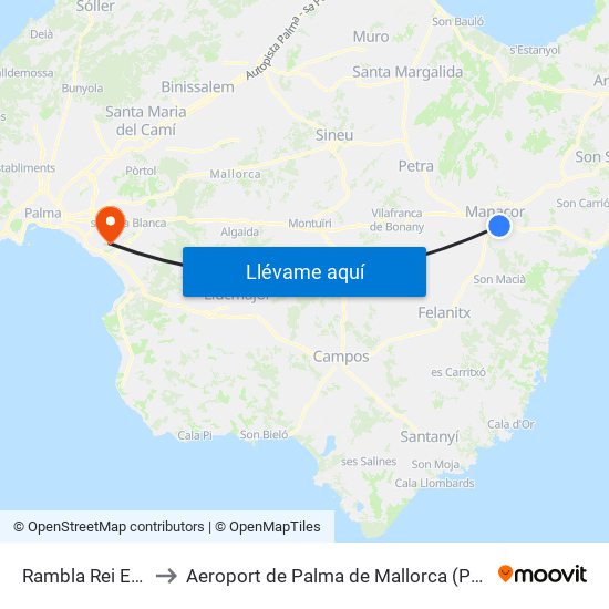 Rambla Rei En Jaume (33008) to Aeroport de Palma de Mallorca (PMI) (Aeropuerto de Palma de Mallorca) map