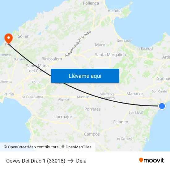 Coves Del Drac 1 (33018) to Deià map