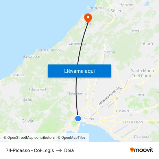 74-Picasso - Col·Legis to Deià map