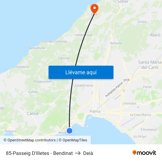 85-Passeig D'Illetes - Bendinat to Deià map